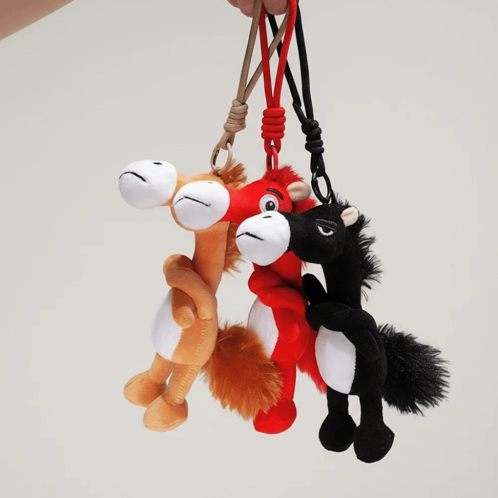 Portable Elegant Zodiac Horse Mascot Soft Chinese Mascot Horse Plush Doll Toy Key Chain Decoration Bag Charm Collection