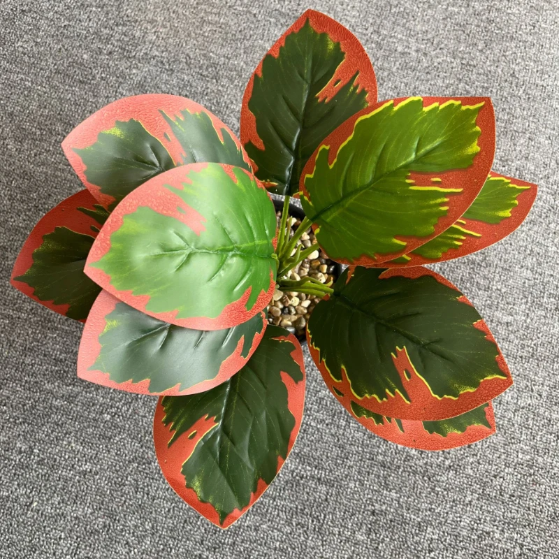 Künstliche grüne Pflanzen Kunststoff dicke Zweige Phoenix Schwanz blatt gefälschte Blume Restaurant Dekoration Simulation 11 Blätter Pflanze – Detail 4