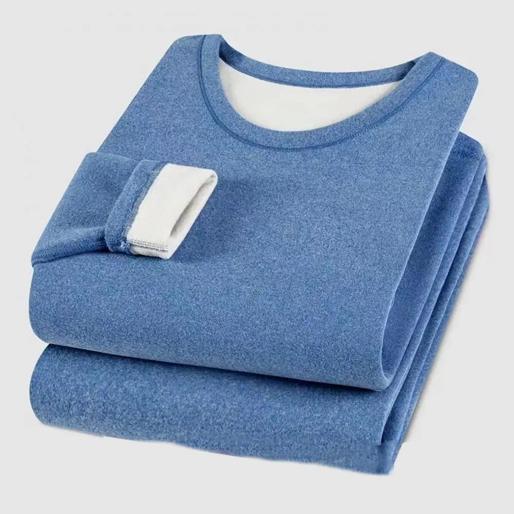 

Thickened Pants Men's Winter Underwear Set Thick Plush Bottoming Clothes with Adjustable Waist Soft Elastic Stylish Pajamas Men