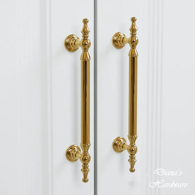French Bright Gold Handle ทองเหลืองตู้เสื้อผ้าลิ้นชักตู้ครัวประตูจับหรูหราตกแต่งเฟอร์นิเจอร์มือจับและลูกบิด 1