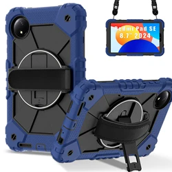 Premium 360 Rotating Shockproof Tablet Case with Stand and Handle for Redmi pad se 8.7inch (Navy blue)