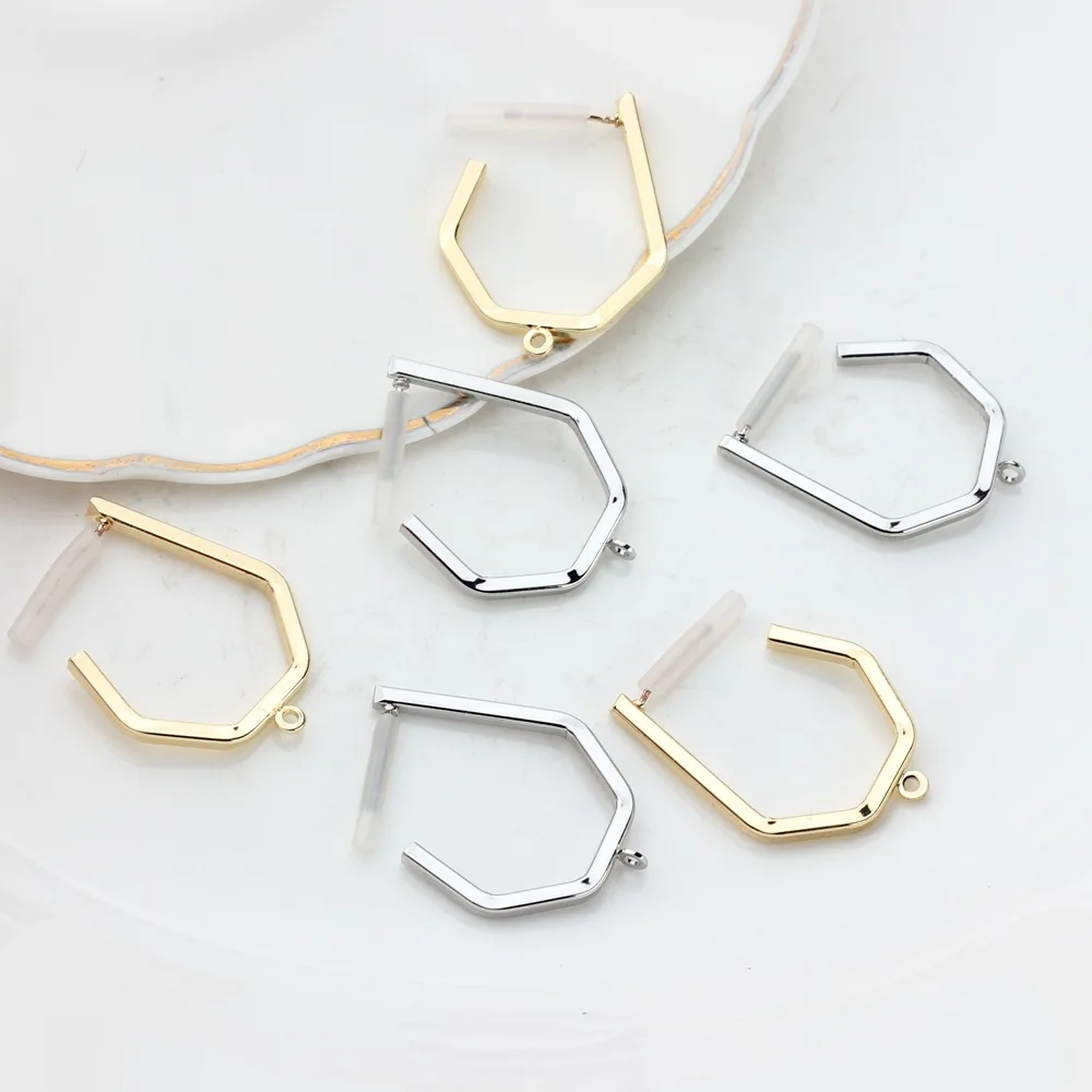 

10pcs Sterling Silver Plated Earrings Hooks Geometrically Irregular Earring Needle Connector For Diy Jewelry Making Accessories
