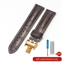 Premium Genuine Leather Watch Strap with Moonphase and Development Clasp - Soft Texture, Multiple Sizes Available - 22mm (Brown - GD - Z23)