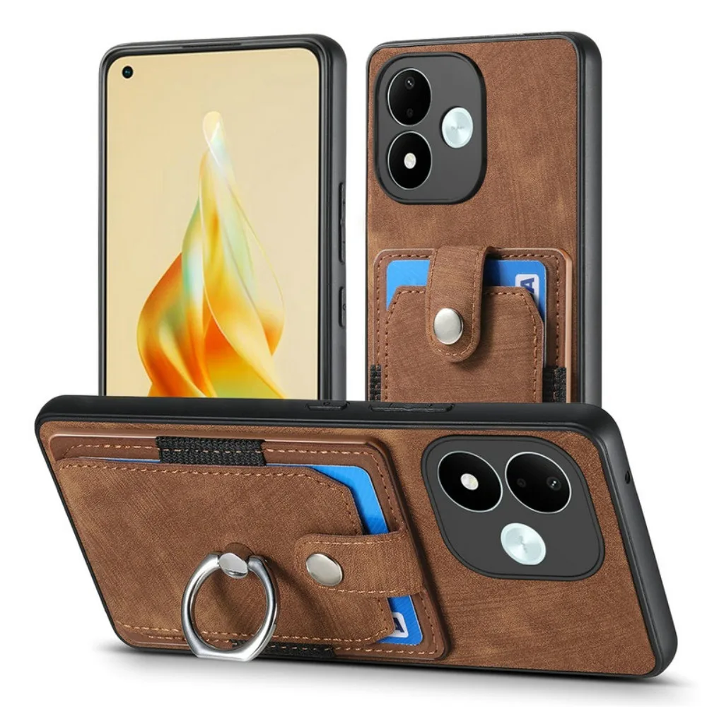 Shockproof Leather Card Holder Stand Case - Premium Protection Cover