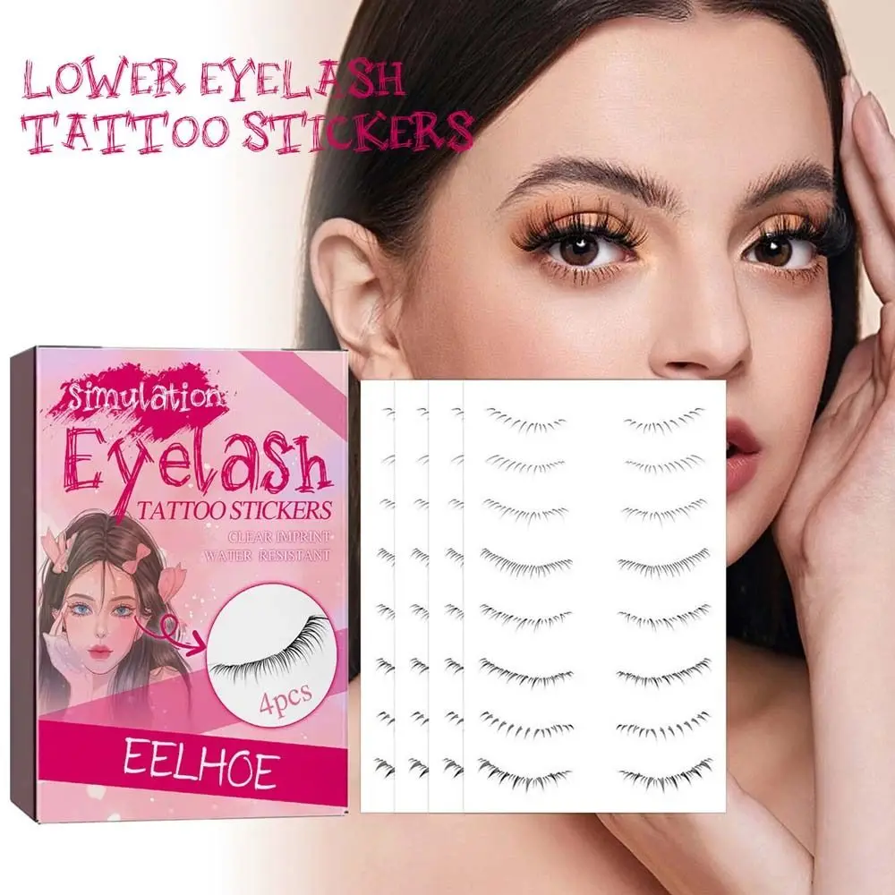 

4Pcs/set Eyelash Fake Tattoo Lower Eyelash Tattoo Sticker Use to Face Eyelash Lazy Makeup Tool Lower Eyelash Temporary Tattoos