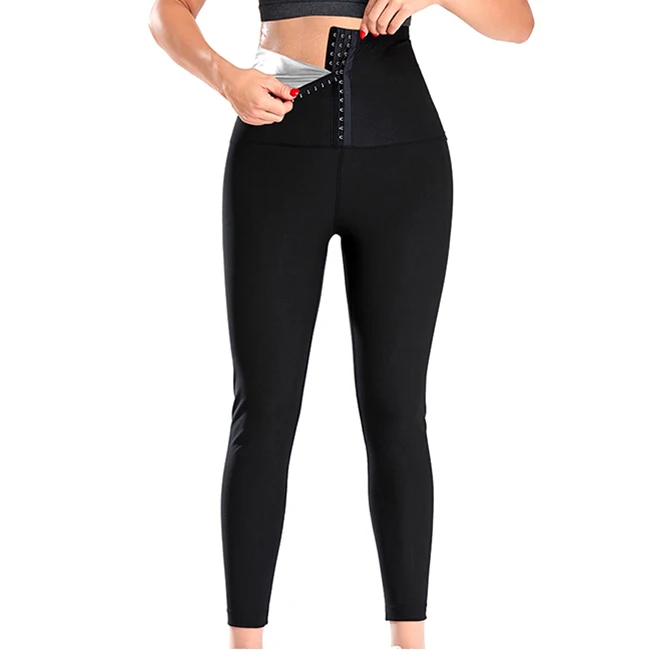 Leggings Sudation Taille Haute Femme - Noir - Amincissante Ventre