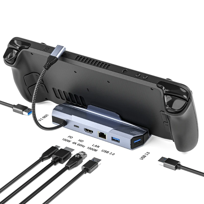 스팀덱용 USB C 도킹 스테이션, HDTV 4K60Hz, RJ45, PD100W 지원, 아수스 ROG 알리, 닌텐도 스위치, 맥북 PC, USB 허브 호환