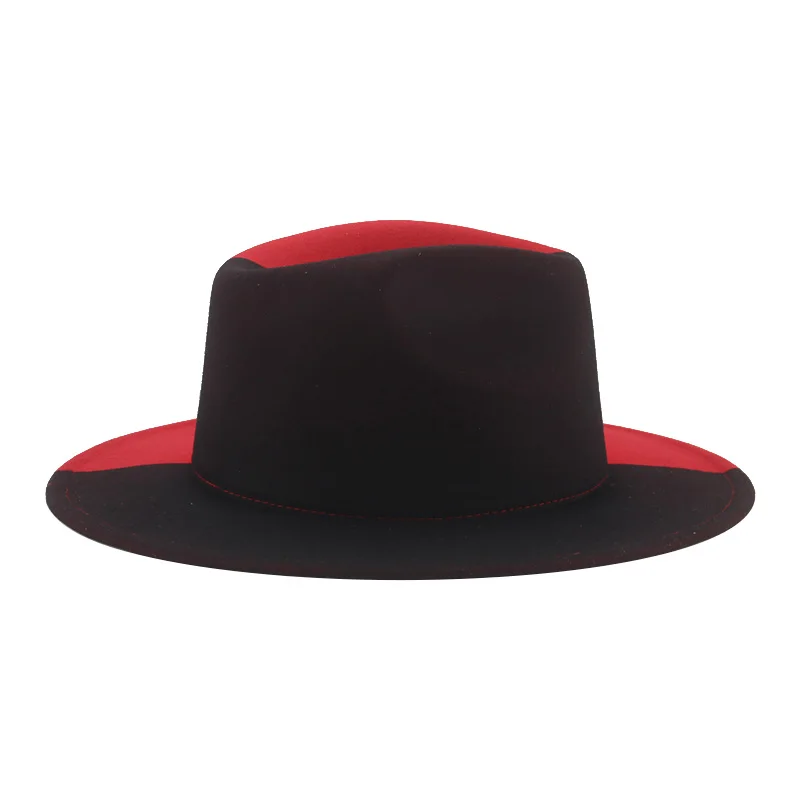 Hat Hats for Women Fedoras Patchwork Felt Caps Men Fedora Red Black New Fashion Luxury Hats for Men Sombreros De Mujer Gorros blue fedora