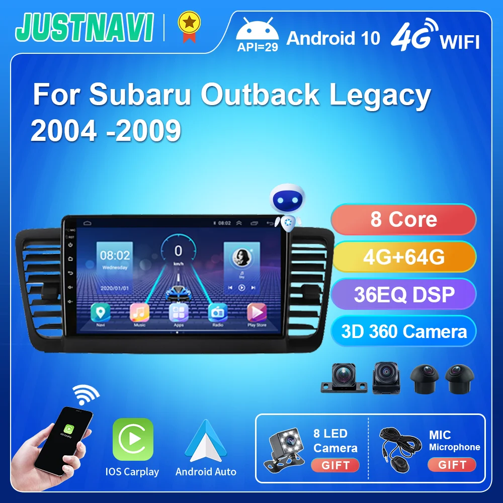 

JUSTNAVI Car Radio For Subaru Outback 3 Legacy 4 2003-2009 IPS Stereo Receiver Auto Radio GPS Navigation DSP 2DIN Android10.0