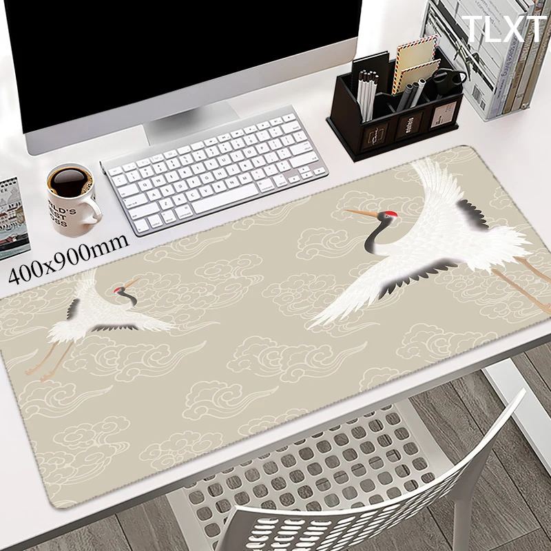 

Japanese Crane Mousepad Large Mouse Pad Company Office Accessories Desk Mat Mausepad Art Carpet Table Deskpads Rubber 900x400