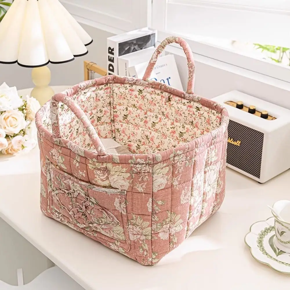 Pastoral Style Fabric Storage Basket Washable Stackable Underwear Debris Organizing Frame Foldable Sundries Storage Organizer 4