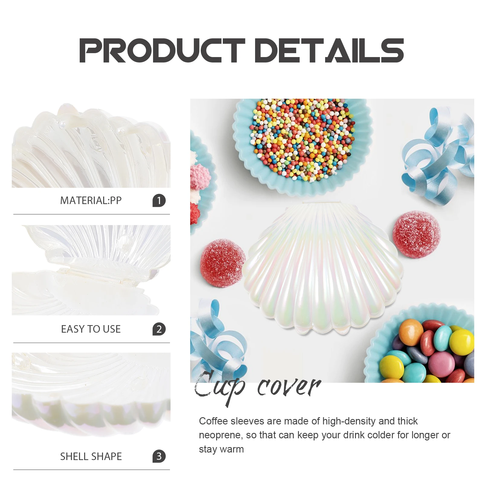 Plastic Shell Candy Boxes Biscuit Treats Holder MakeUp Jewelry Storage Boxes Baby Shower Wedding Birthday Party Favor 10pcs