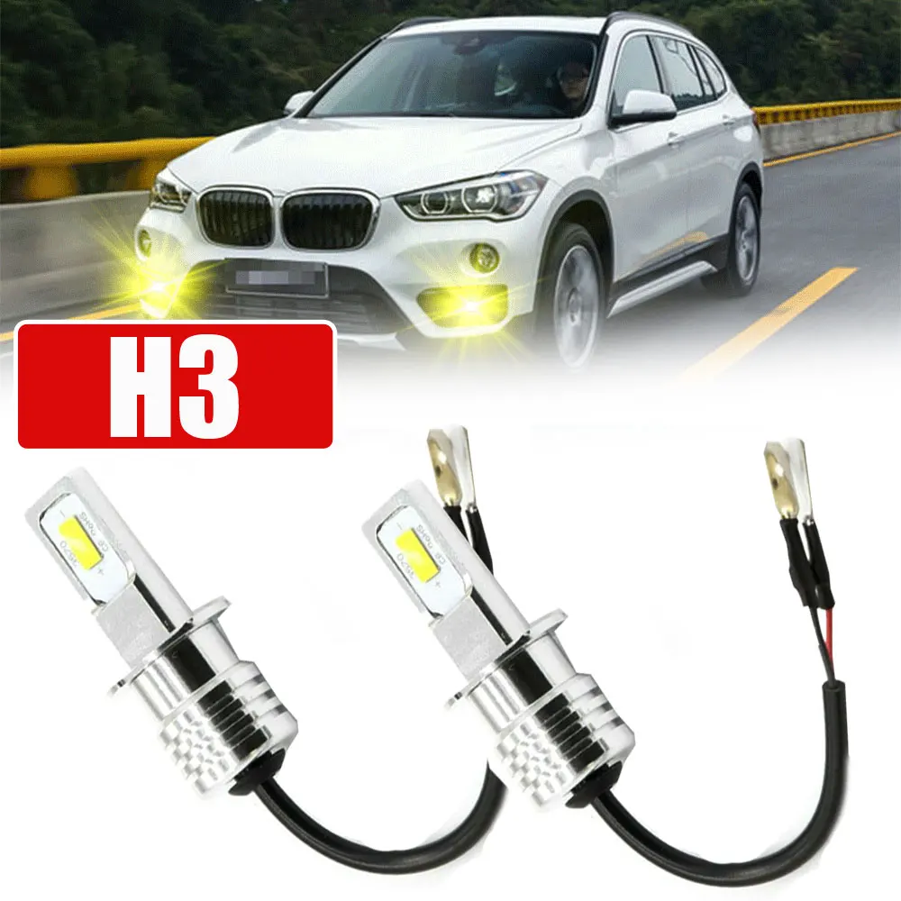 

Super Bright Car Tuning H3 CSP LED Fog Light Bulbs Conversion Kit 55W 6000LM 3000K Yellow Energy Saving Durable Car Accessories