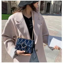 

Korean Style Messenger Bag for Women Rhombus Chain Shoulder Bag Buckle Cover Type Designer Small Square Bag Soft Surface