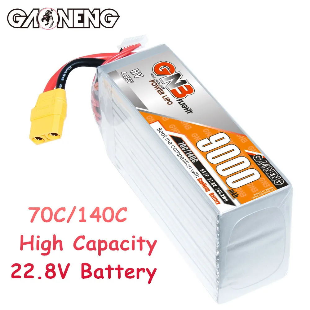 

MAX 9000mAh GNB 6S 70C/140C High Capacity Lipo Battery For RC Helicopter Quadcopter FPV Racing Drone Parts HV 22.8V Battery