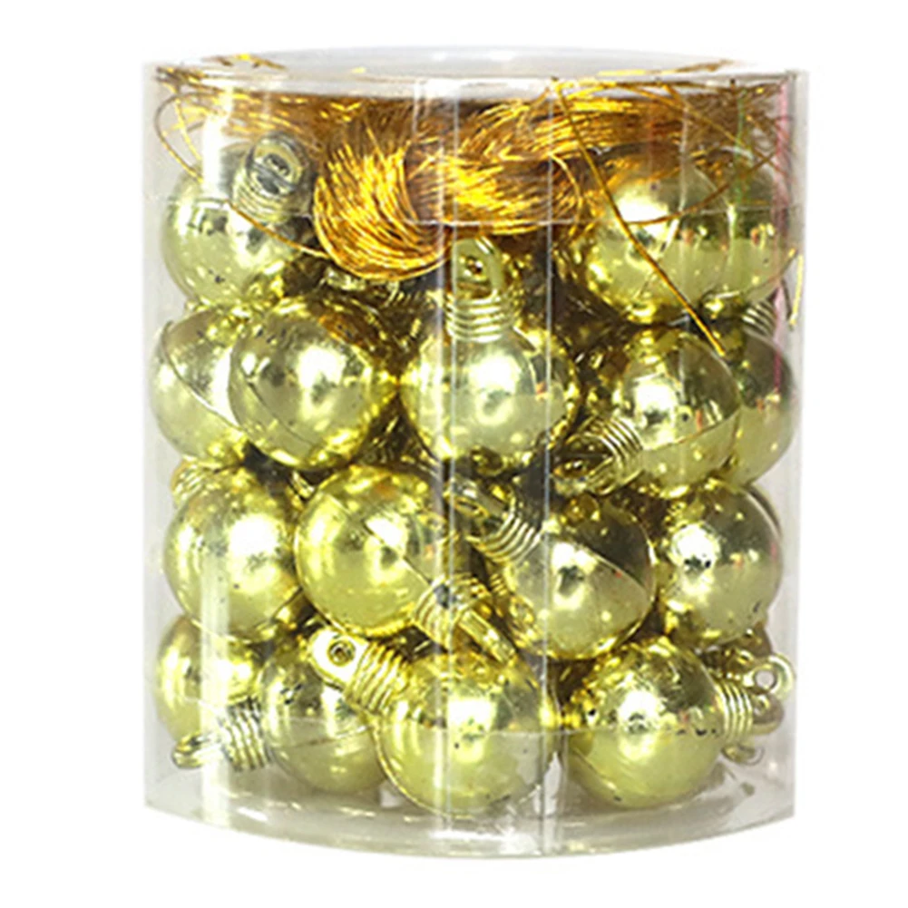48 piezas de bolas de árbol de Navidad delicadas, mini bolas de color para árbol de Navidad, diseño de escena de alto brillo, adorno para árbol de Navidad, colgante de bola