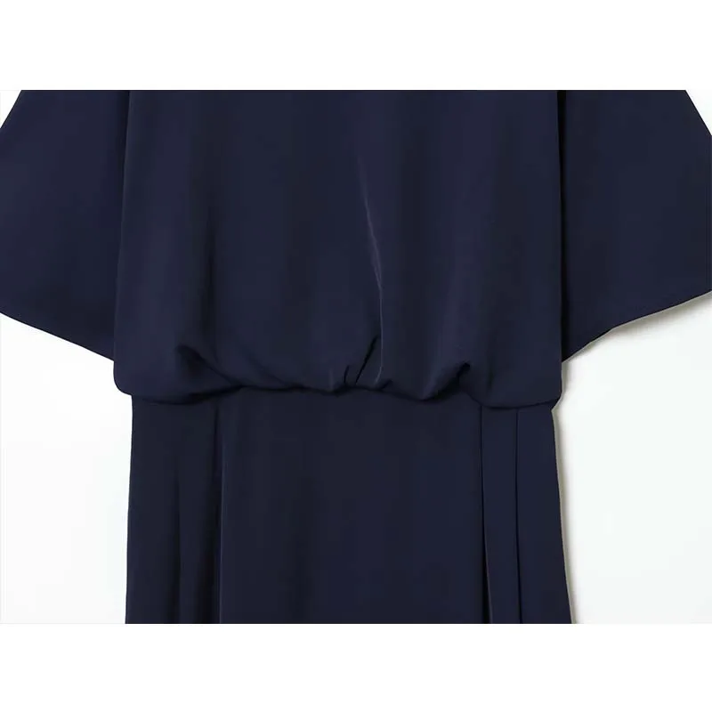 2025 Fashion Pleated Long Dresses for Women Summer Autumn Short Sleeve Midi Dress Female High Street Casual Dresses