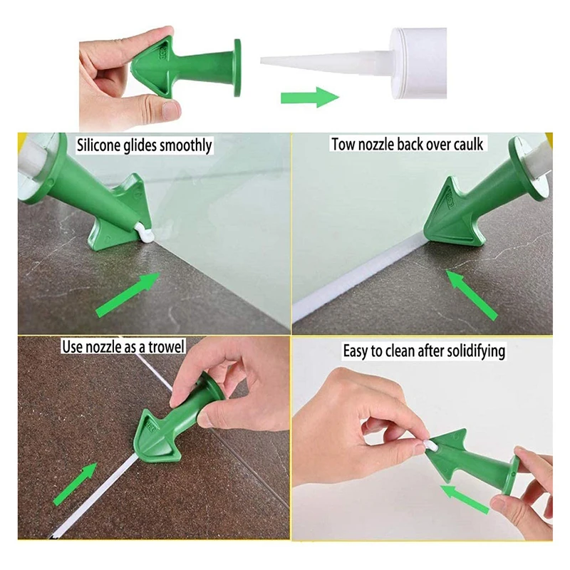 3pcs Caulk Nozzle Applicator Silicone Caulking Tools Sealant Finishing Grout Kit Scraper Floor Cleaning Tile Dirt Spatula caulking finisher tool silicone sealant tool silicone caulking set scraper tool set scraper tool kit scraper tool