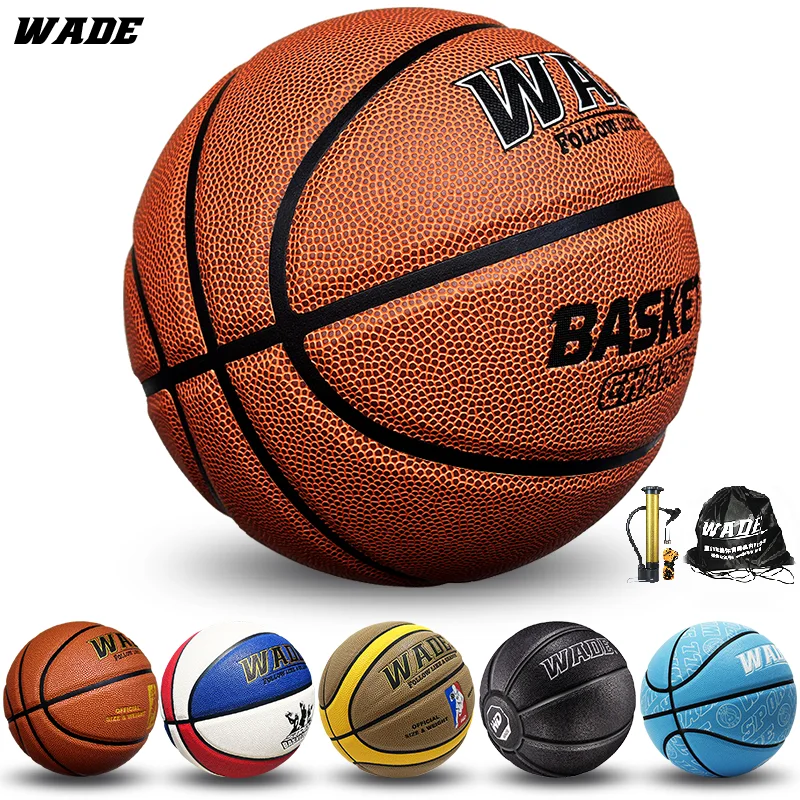 WADE Original Leather size 7# Indoor/Outdoor Basketball For Adult School kids ball Brown Classics Design Legal Bola
