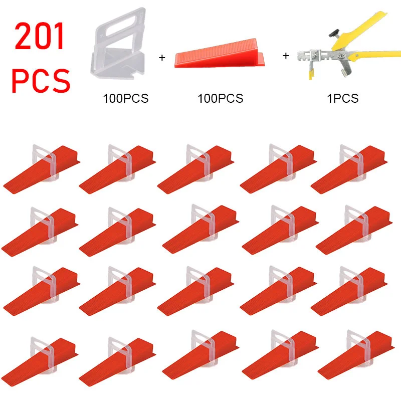 201pcs Tile Wedges Cremic Tile Leveling System for Tile Laying Tile Alignment Construction Tools Self-Leveling Brace Tile labor saving arm lift all steel tile height regulator tile regulator height adjustment tile leveling system tile tools