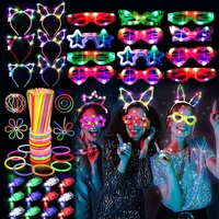 138pcs/Set Glowing Festival Party Kit - Includes 100 Glow Sticks, 12 Pairs of Neon Glasses, 20 Finger Lights, 6 Headbands, Chris