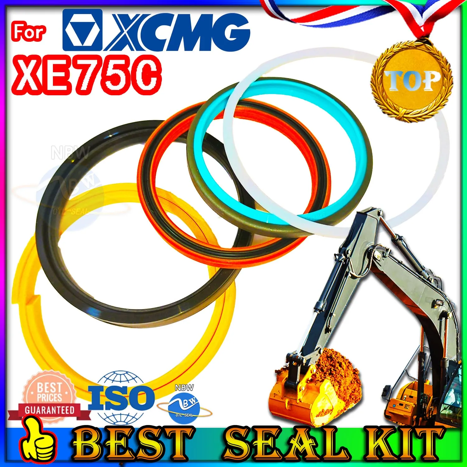 

For XCMG XE75C Oil Seal Repair Kit Boom Arm Bucket Excavator Hydraulic Cylinder MOTOR Piston Rod Shaft Replacement Dust Bushing