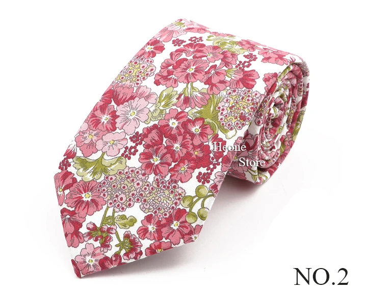 Neue schicke Blumenkrawatte aus 100 % Baumwolle für Herren, schöne Krawatte mit Blumenmuster, helle Farbe, lässig, schmal, dünn, Anzug-Accessoire – Detail 3