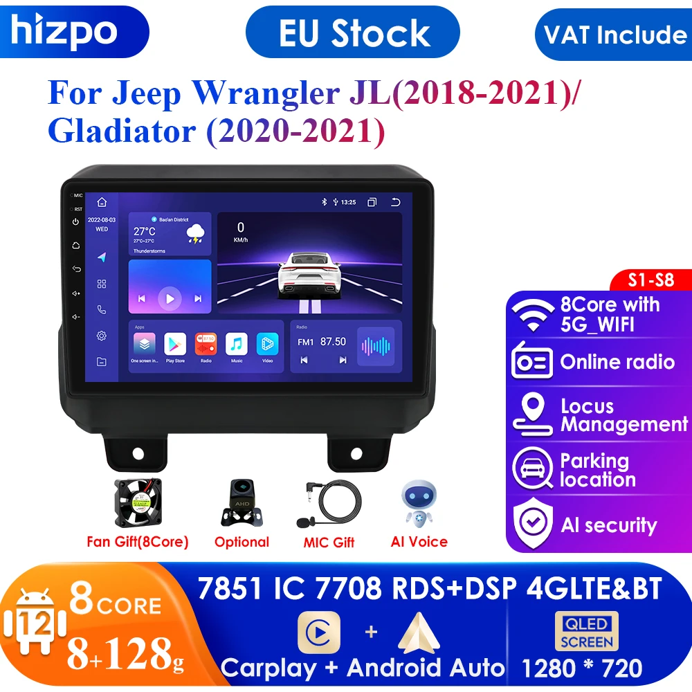 Ai Voice 2Din Android Stereo Per Jeep Wrangler 2016 -2018 Autoradio Lettore Video Multimediale Navigazione Gps Carplay Autoradio Dsp