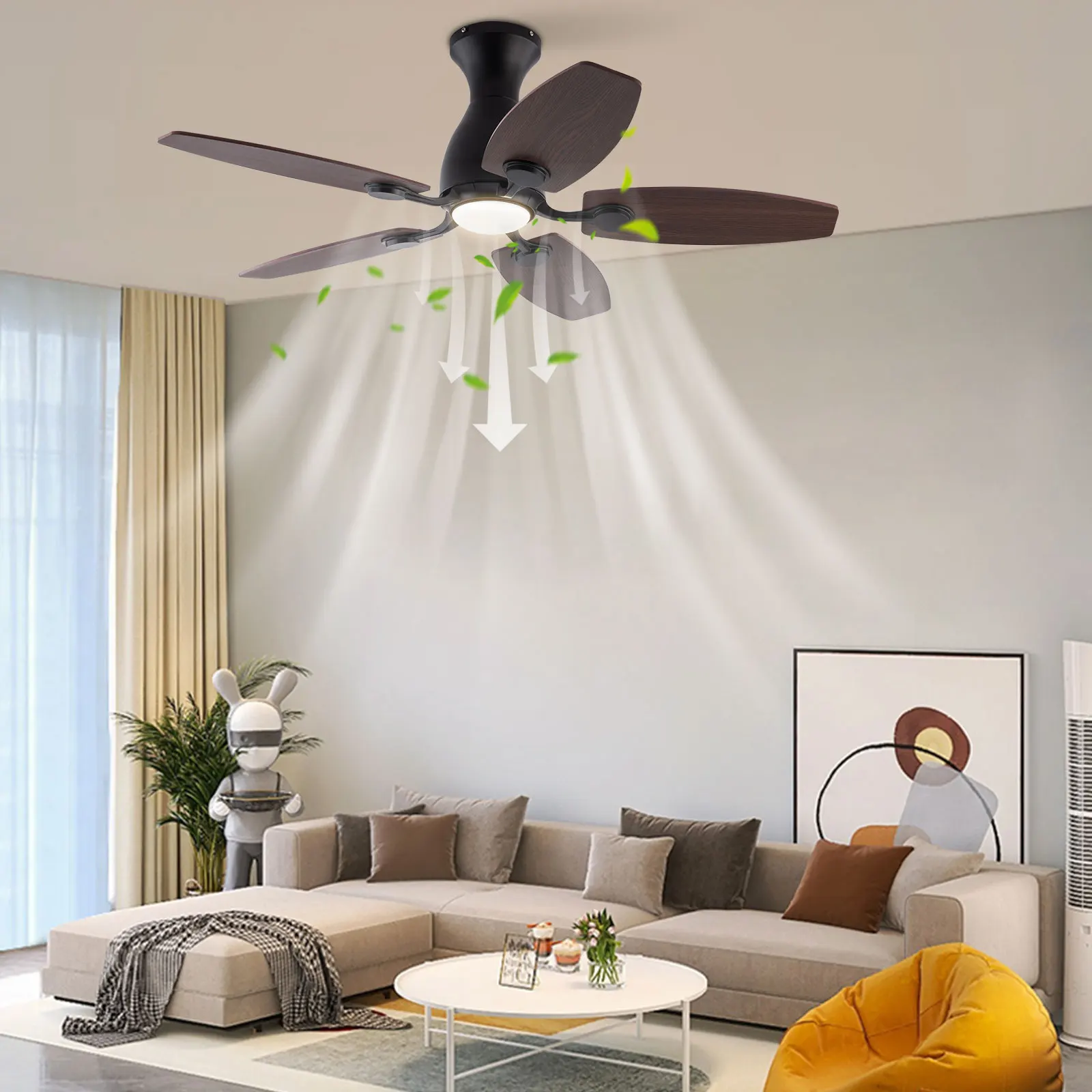 42 Inch Ceiling Fan with Remote Control And Light Chandelier Indoor Fan Light Combo Remote Included
