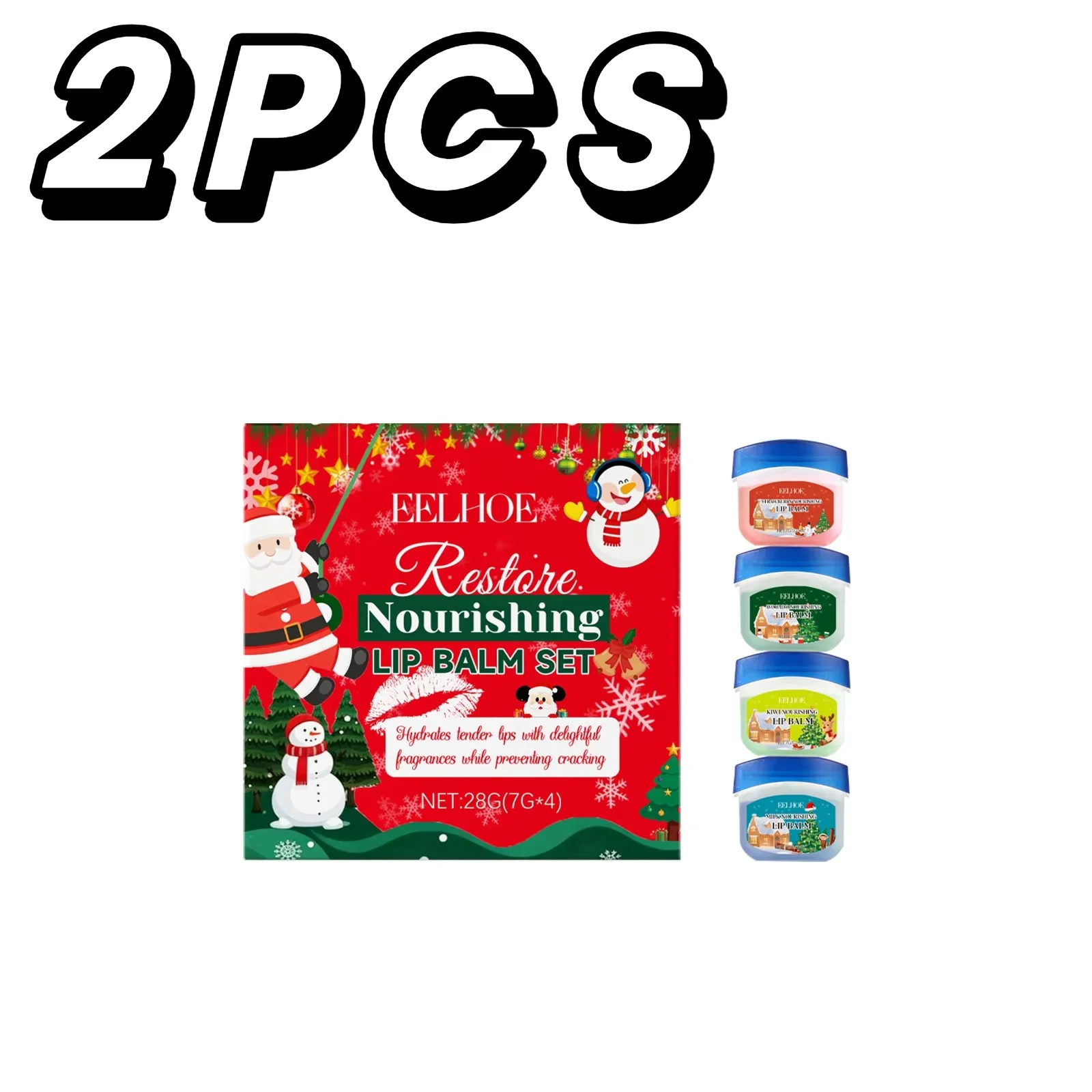 4-In-1 Holiday Lip Balm Gift Set - Long-Lasting Hydration & Repair Lip Care Kit