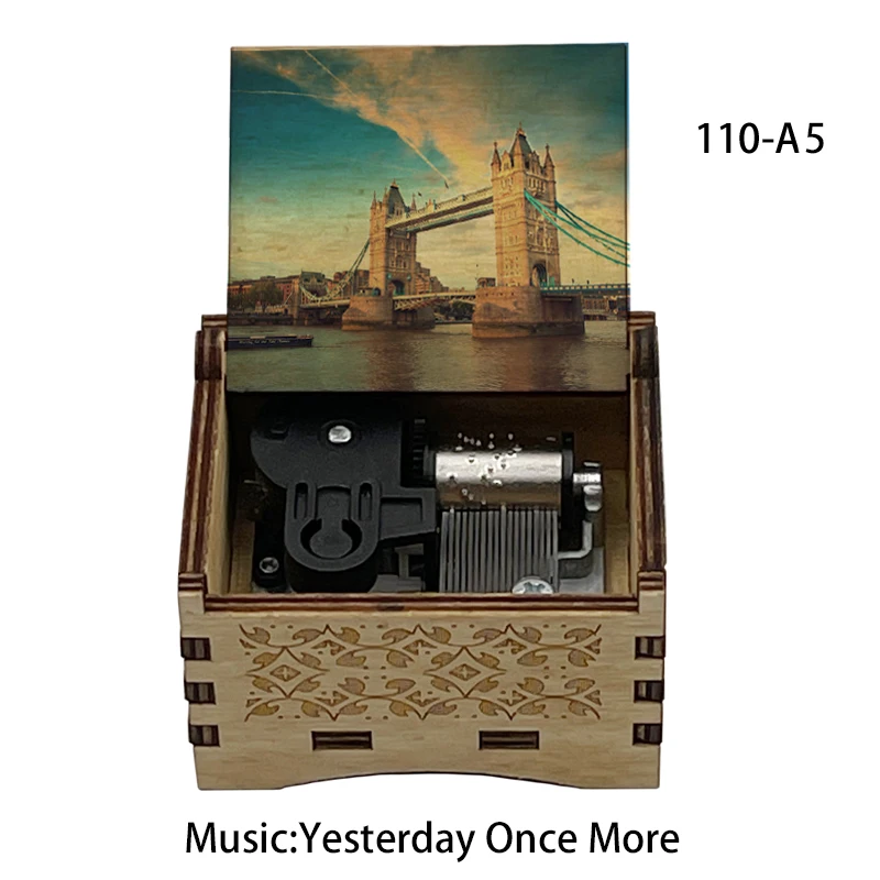 Wooden Music Box Yesterday Once More Song Wind Up Musical Box Gift for Girlfriend Boyfriend Wife Christmas Birthday Home Decor