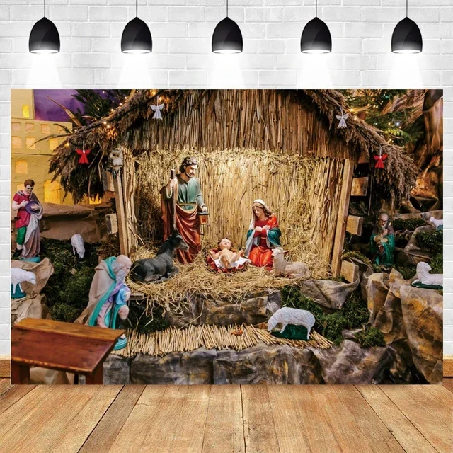 Description Picture 3 of itemChristmas Nativity Scene Backdrop  Jesus Birth Holy Cross Bible Theme  Perfect for Photography Photo Studio Wall Decor