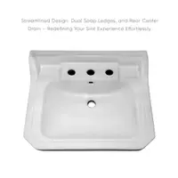 Console Sink with Interchangeable Side Towel Bar Polished Chrome Leg Support Integrated Rectangular Bowl Widespread Faucet Hole 2