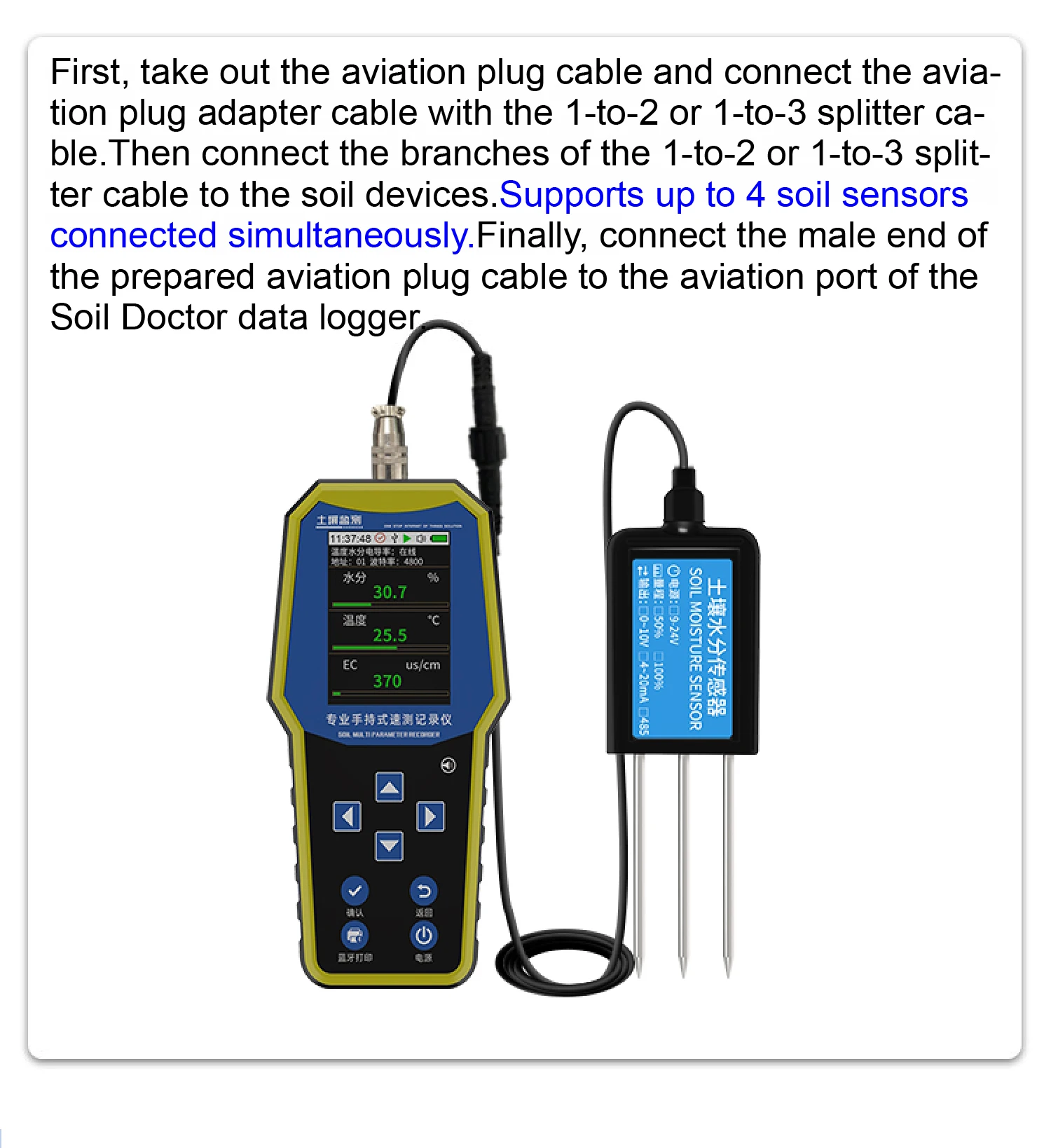 4/7 in 1 Soil Tester Digital Soil pH Moisture Temperature Humidity EC NPK Sensor