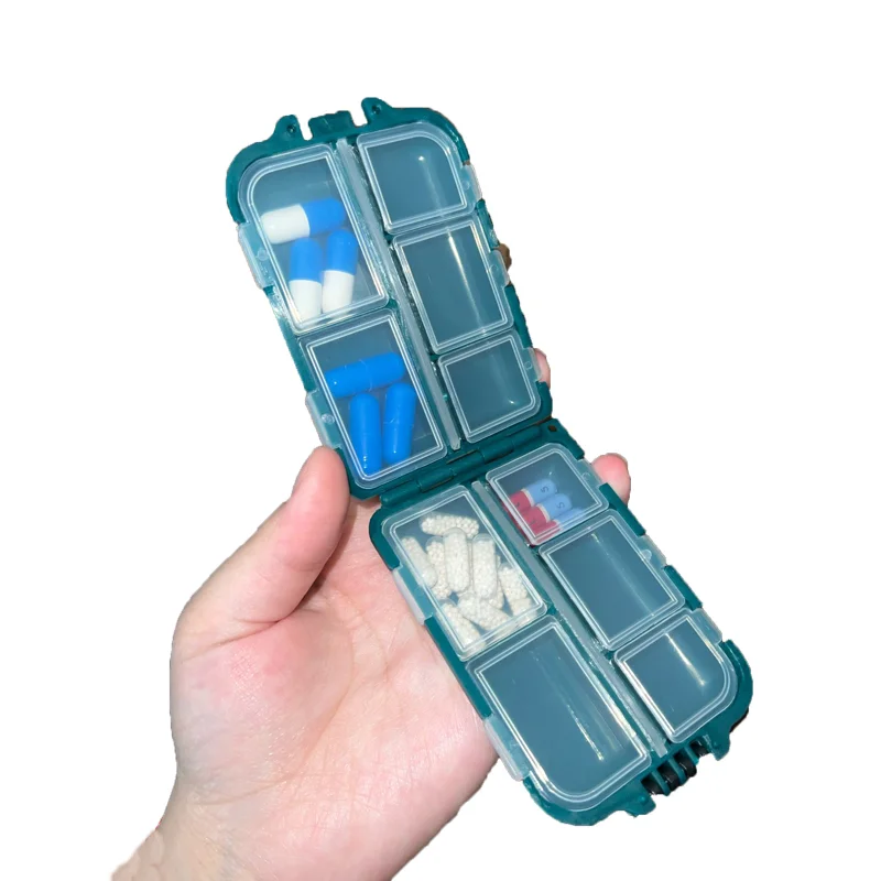 7 Day 10 Grids Medicine Box Multifunctional Storage Medicine Small Items Storage Multi color Luya Fish Bait Container Dispenser