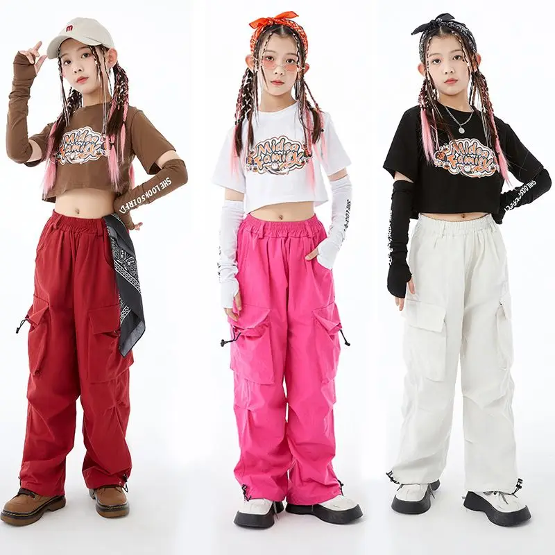 

Hip Hop Girls Goth Crop Top Mini Skirts Kids T-shirt Street Dance Outfits Child Gothic Streetwear Jazz Dress Summer Clothes Sets