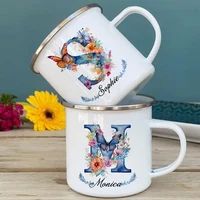 Personalized Mug Floral Initial Name Cup Custom Coffee Hot Chocolate Mugs Wedding Birthday Mothers Day Christmas Gifts for Her 4