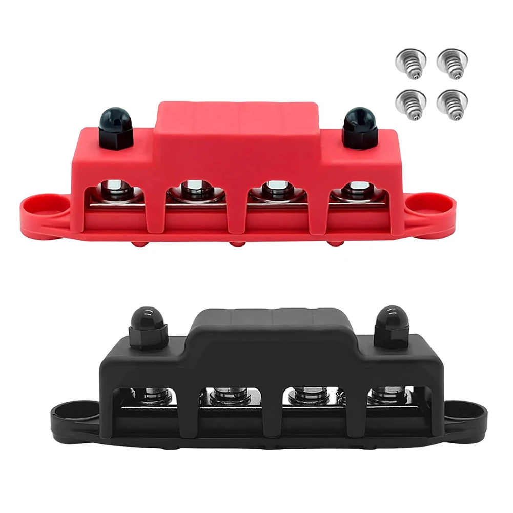 2pcs 12V-48V DC Busbar Distribution Block 250A BusBar With M8 Terminal Bolts Heavy Duty Power Distribution Terminal Block