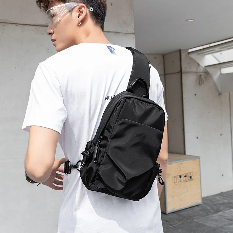 

Casual Men's Chest Bag Simple Single-shoulder Crossbody Bag Multi-functional Black Chest Bags Mobile Phone Travel Bags Q323
