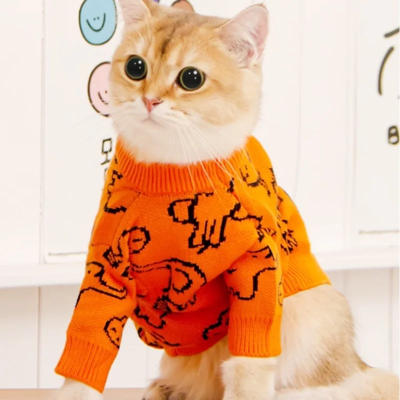 가을 애완견 니트 스웨터 패션 강아지 옷 동물 프린트 강아지 터틀넥 따뜻한 부드러운 고양이 풀오버 애완 동물 스웨터 강아지 의류