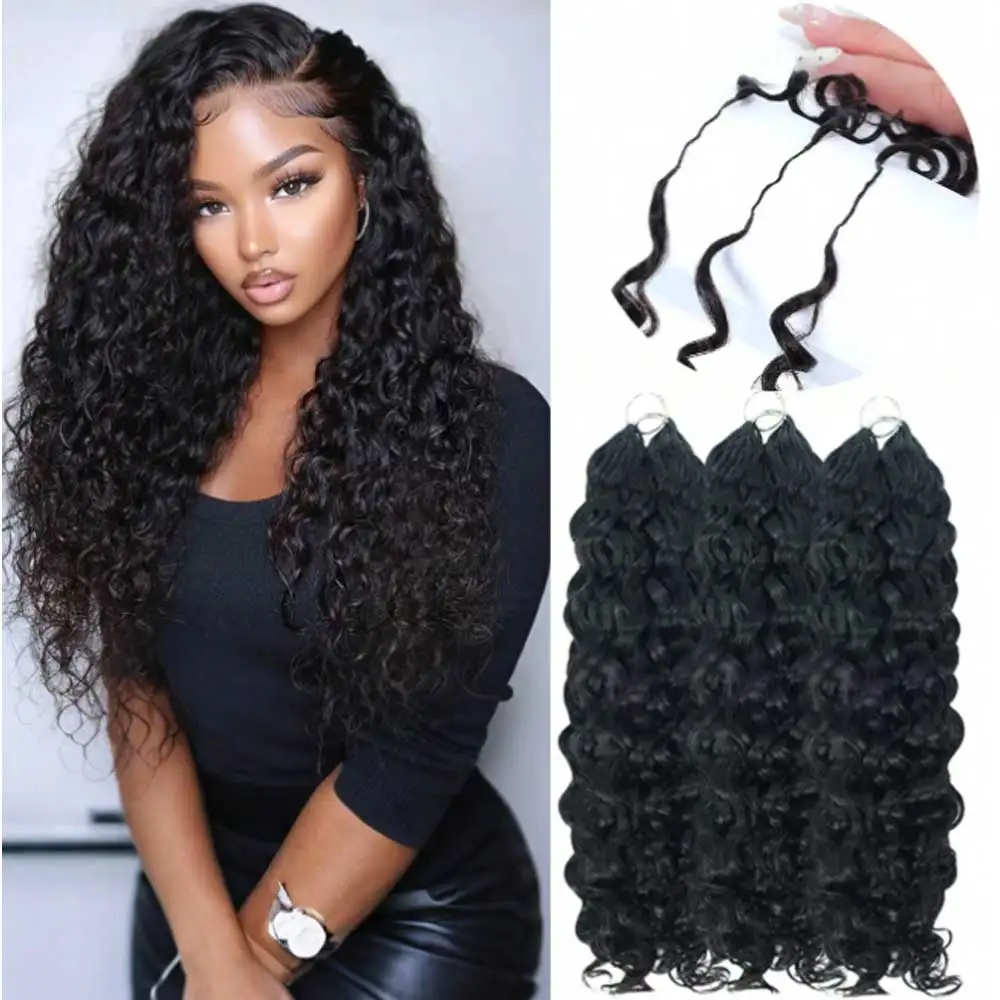 Capelli Umani Ondulati a Onda d'Acqua per Crochet, Senza Nodi, Raw Hair, Miracle Knots, Double Drawn, Vietnamita, per Treccine Boho