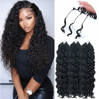 Capelli Umani Ondulati a Onda d'Acqua per Crochet, Senza Nodi, Raw Hair, Miracle Knots, Double Drawn, Vietnamita, per Treccine Boho