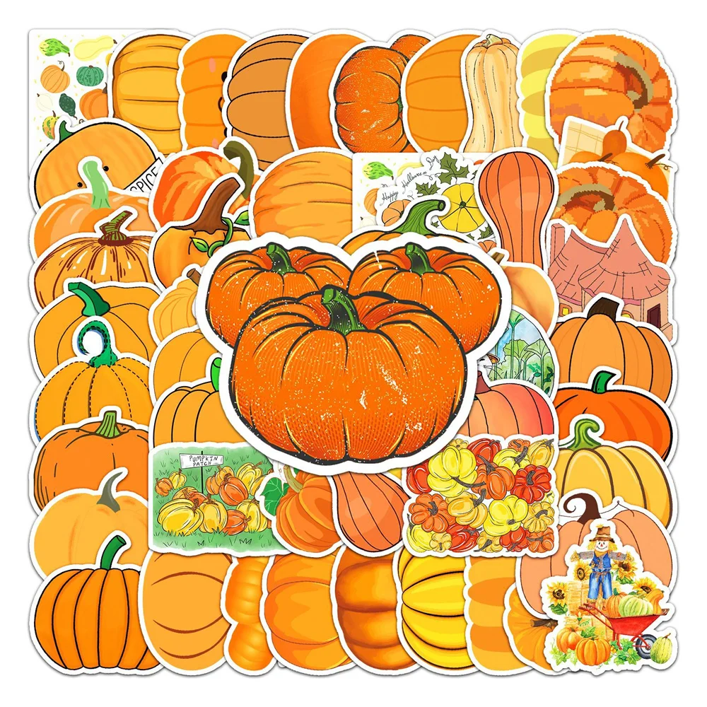 

50pcs Cute Pumpkin Stickers For Notebooks Stationery Scrapbook Laptop Cartoon Sticker Craft Supplies Scrapbooking Material