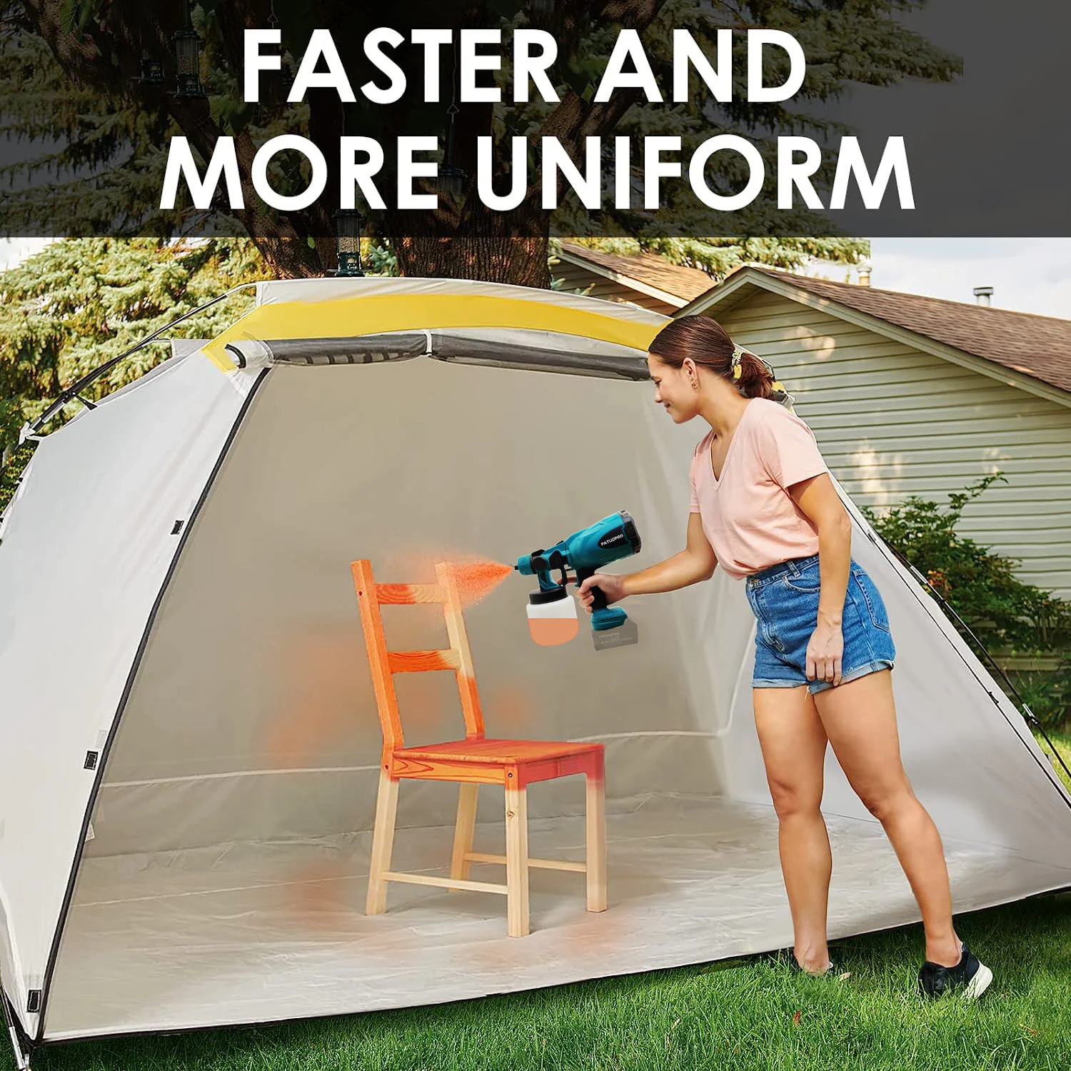 Electric Cordless Paint Sprayer Gun for Wood Fence Furniture Cabinets Walls Fit Makita 18v Battery (without Battery) 5