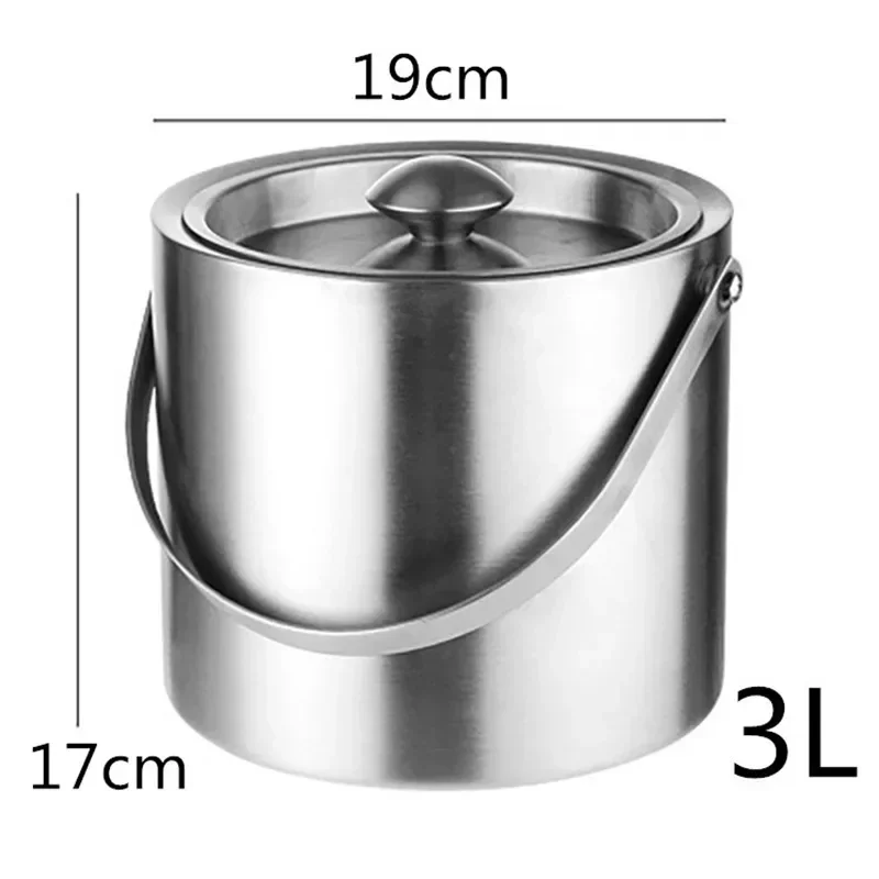 304 2L/3L Stainless Ice Steel Bucket Portable Wall Double Insulated with Hotel Lid wine Champagne whiskey Beverage beer tools