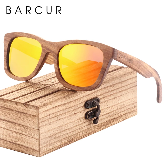 BARCUR Wooden Sunglasses Polarized Brand Women Sun glasses Vintage