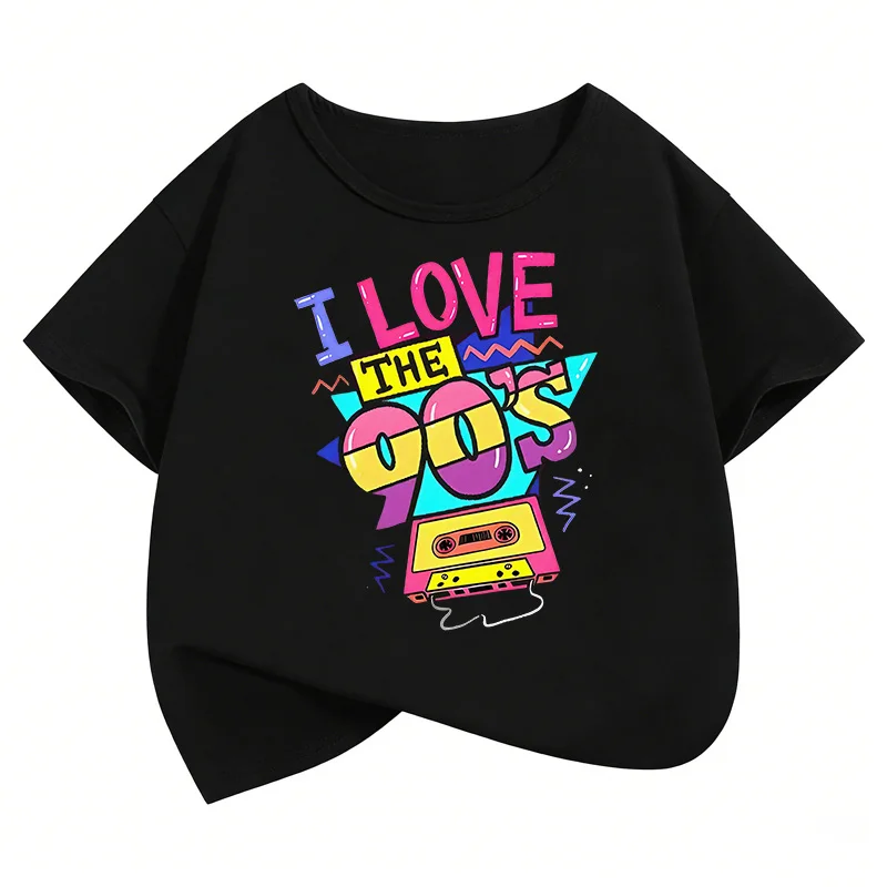 Retro I Love The 90s Funny Kids' Short Sleeve T-Shirt - Casual Summer/Spring Top