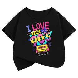 Retro I Love The 90s Funny Kids' Short Sleeve T - Shirt - Casual Summer/Spring Top - 160 (BLACK)