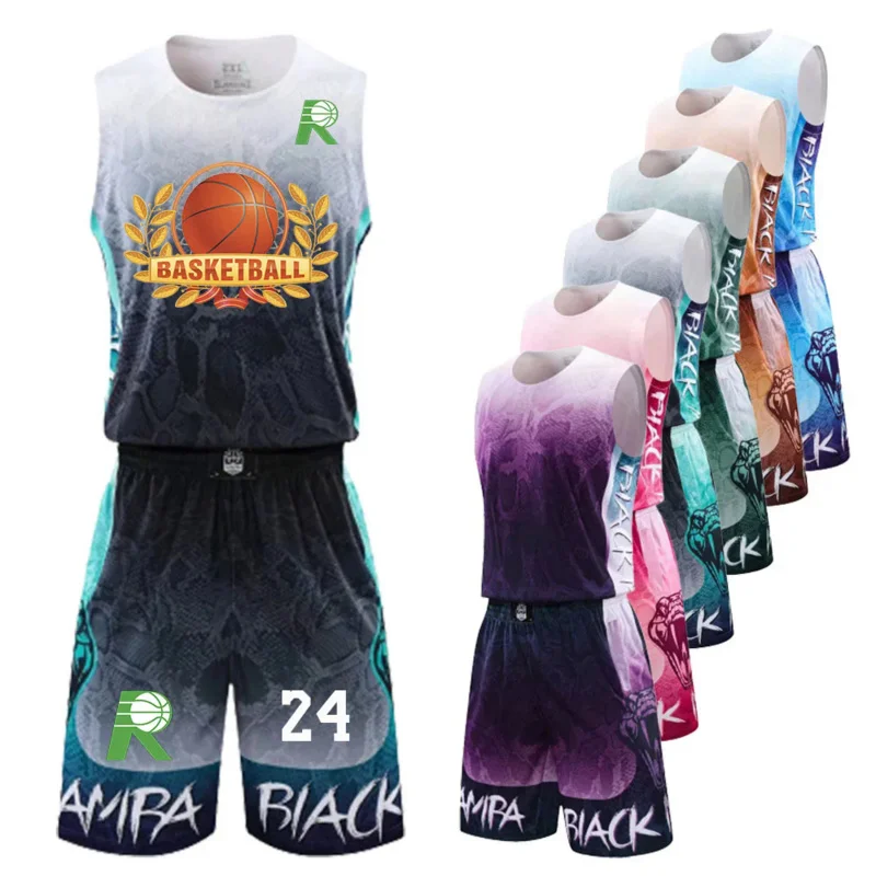 4XS-7XL Oversized Basketball Jersey for Men Kids New in 2 Piece Shirt & Shorts Sportswear Male Children Basketball Uniform