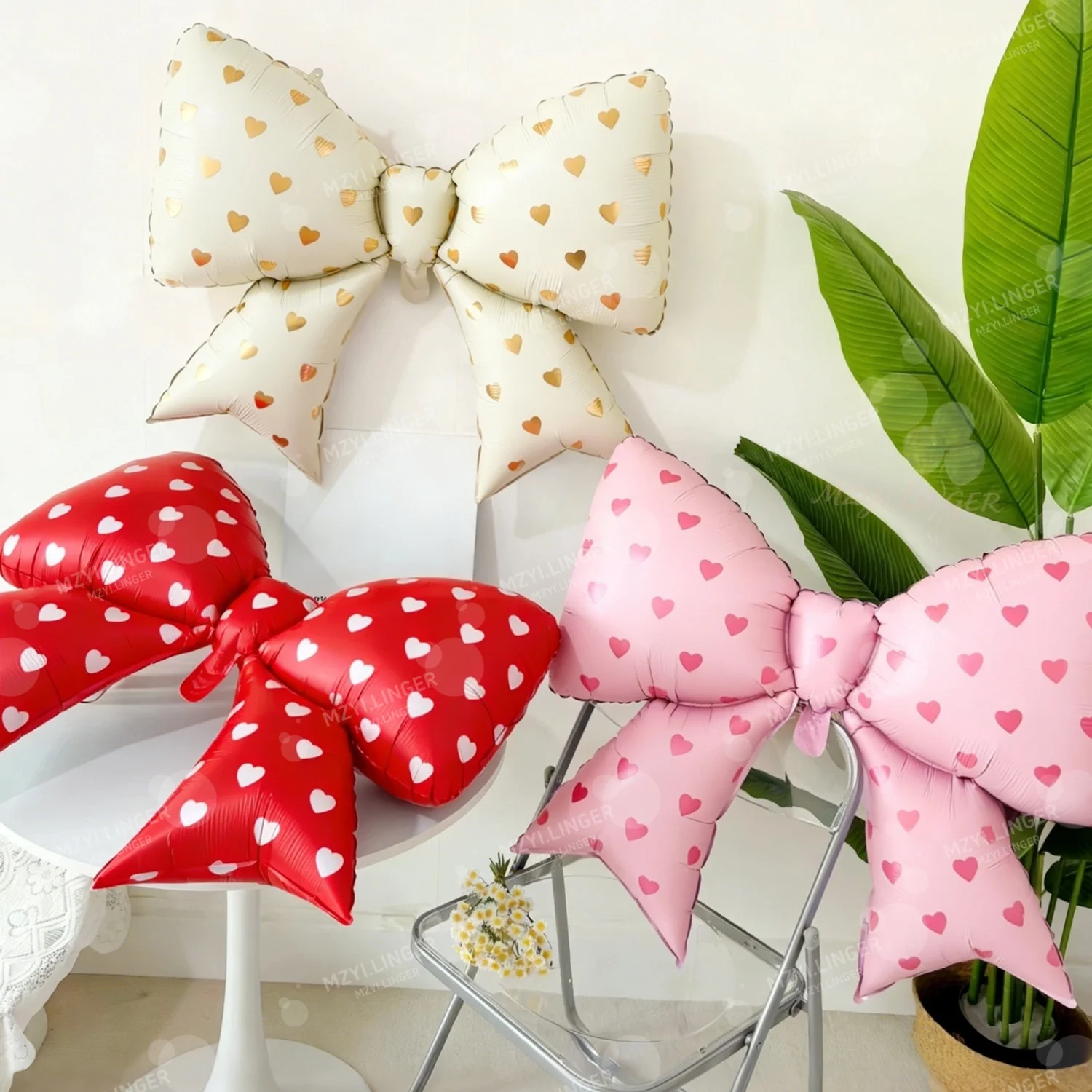 4 Stück 38 Zoll Schleifenballons aus Aluminiumfolie mit Leopardenmuster in Rosa und Rot für Geburtstag, Hochzeit, Muttertag, Babyparty, Mädchen-Fotorequisiten – Detail 17
